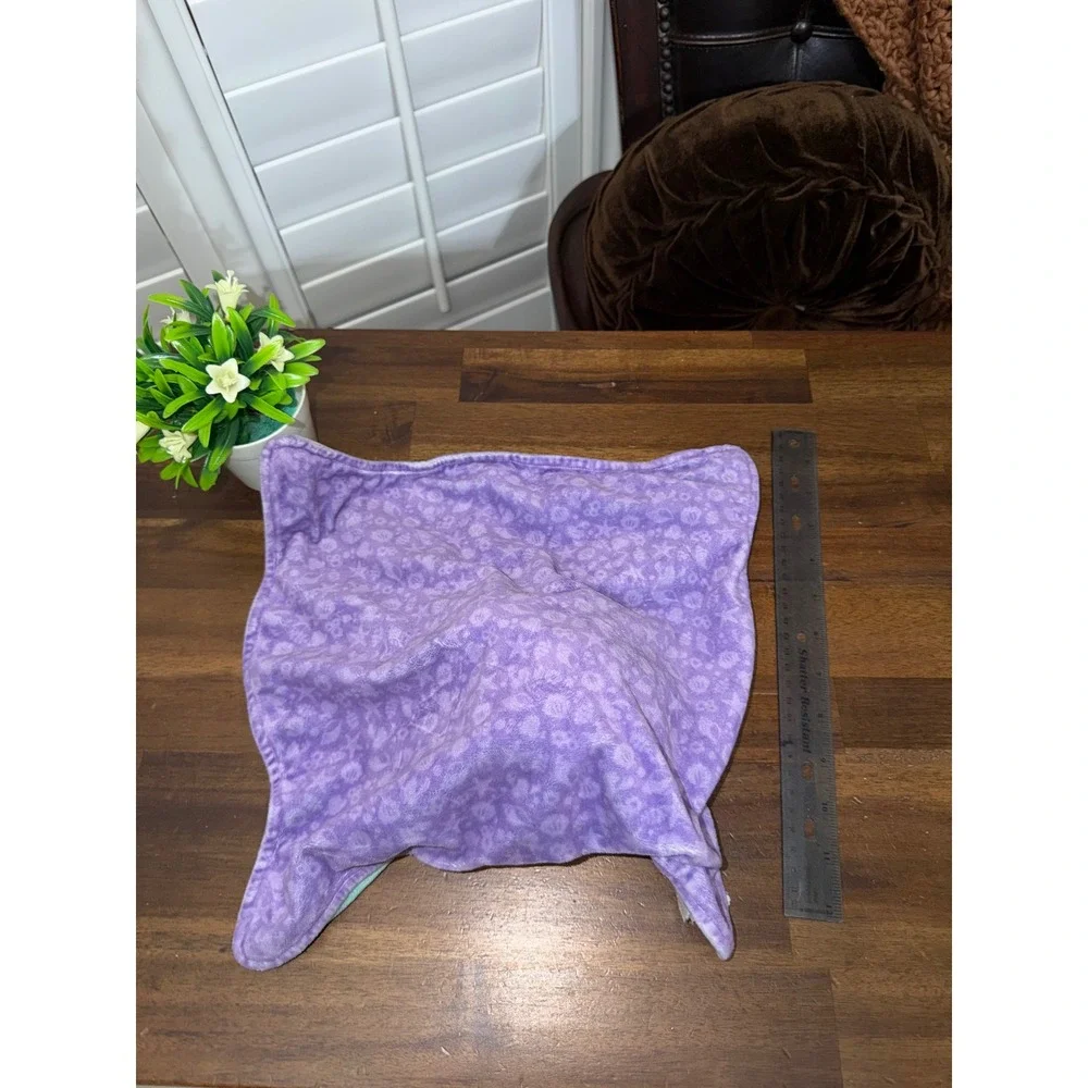 Disney Baby Ariel Little Mermaid Plush Security Blanket Lovie Teal Purple Shell